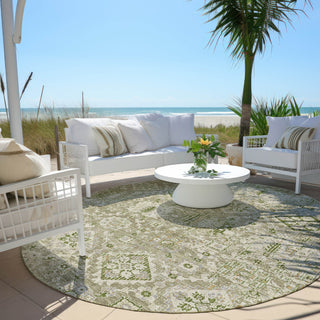 Piper Looms Chantille Global ACN1998 Fern Machine Washable Area Rug Round Outdoor Lifestyle Image Feature