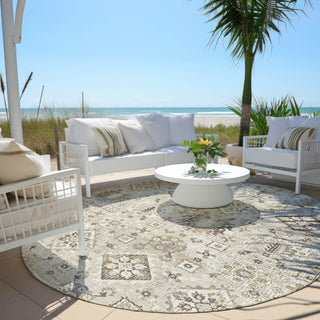 Piper Looms Chantille Global ACN1998 Linen Machine Washable Area Rug Round Outdoor Lifestyle Image Feature