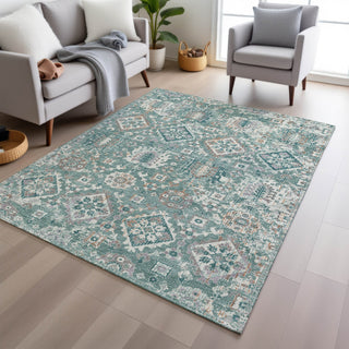 Piper Looms Chantille Global ACN1998 Seafoam Machine Washable Area Rug Lifestyle Image Feature
