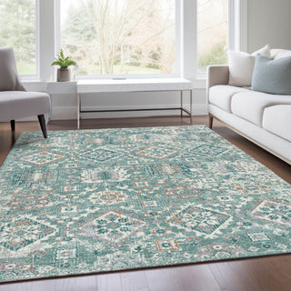 Piper Looms Chantille Global ACN1998 Seafoam Machine Washable Area Rug Lifestyle Image Feature