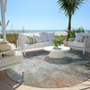 Piper Looms Chantille Abstract ACN1999 Copper Machine Washable Area Rug Round Outdoor Lifestyle Image Feature