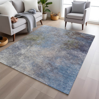 Piper Looms Chantille Abstract ACN1999 Denim Machine Washable Area Rug Lifestyle Image Feature