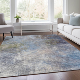 Piper Looms Chantille Abstract ACN1999 Denim Machine Washable Area Rug Lifestyle Image Feature
