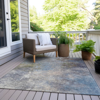 Piper Looms Chantille Abstract ACN1999 Denim Machine Washable Area Rug Outdoor Lifestyle Image Feature