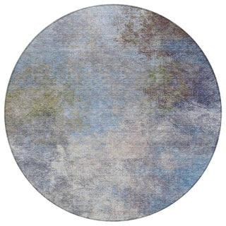 Piper Looms Chantille Abstract ACN1999 Denim Machine Washable Area Rug Round Main Image