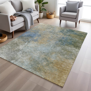 Piper Looms Chantille Abstract ACN1999 Khaki Machine Washable Area Rug Lifestyle Image Feature