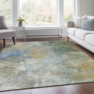Piper Looms Chantille Abstract ACN1999 Khaki Machine Washable Area Rug Lifestyle Image Feature
