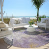 Piper Looms Chantille Abstract ACN1999 Purple Machine Washable Area Rug Round Outdoor Lifestyle Image Feature