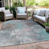 Piper Looms Chantille Abstract ACN1999 Teal Machine Washable Area Rug Outdoor Lifestyle Image Feature