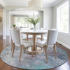 Piper Looms Chantille Abstract ACN1999 Teal Machine Washable Area Rug Round Lifestyle Image Feature