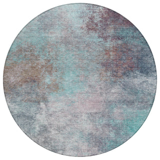 Piper Looms Chantille Abstract ACN1999 Teal Machine Washable Area Rug Round Main Image