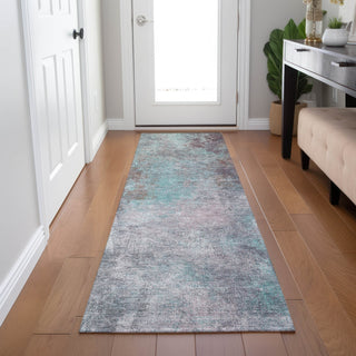 Piper Looms Chantille Abstract ACN1999 Teal Machine Washable Area Rug Runner Lifestyle Image Feature