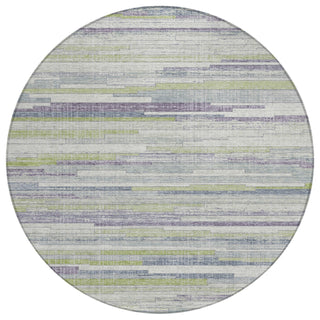 Piper Looms Chantille Stripes ACN2000 Aloe Machine Washable Area Rug Round Main Image