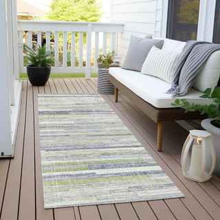 Piper Looms Chantille Stripes ACN2000 Aloe Machine Washable Area Rug Runner Outdoor Lifestyle Image Feature