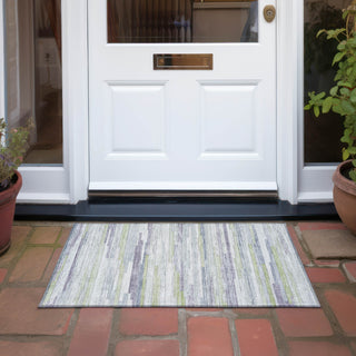 Piper Looms Chantille Stripes ACN2000 Aloe Machine Washable Area Rug Scatter Outdoor Lifestyle Image Feature