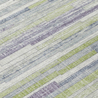 Piper Looms Chantille Stripes ACN2000 Aloe Machine Washable Area Rug Swatch Image