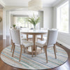 Piper Looms Chantille Stripes ACN2000 Linen Machine Washable Area Rug Round Lifestyle Image Feature