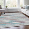 Piper Looms Chantille Stripes ACN2000 Teal Machine Washable Area Rug Lifestyle Image Feature