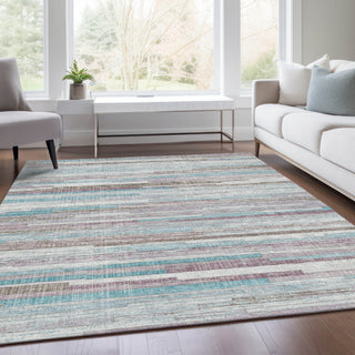 Piper Looms Chantille Stripes ACN2000 Teal Machine Washable Area Rug Lifestyle Image Feature