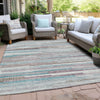 Piper Looms Chantille Stripes ACN2000 Teal Machine Washable Area Rug Outdoor Lifestyle Image Feature