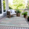 Piper Looms Chantille Stripes ACN2000 Teal Machine Washable Area Rug Outdoor Lifestyle Image Feature