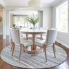 Piper Looms Chantille Stripes ACN2000 Teal Machine Washable Area Rug Round Lifestyle Image Feature