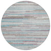 Piper Looms Chantille Stripes ACN2000 Teal Machine Washable Area Rug Round Main Image