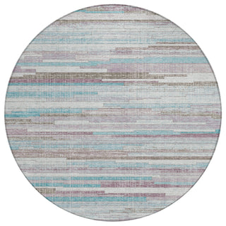 Piper Looms Chantille Stripes ACN2000 Teal Machine Washable Area Rug Round Main Image