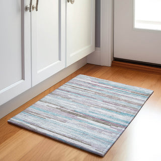 Piper Looms Chantille Stripes ACN2000 Teal Machine Washable Area Rug Scatter Lifestyle Image Feature