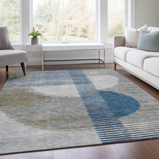 Piper Looms Chantille Geometric ACN2001 Denim Machine Washable Area Rug Lifestyle Image Feature