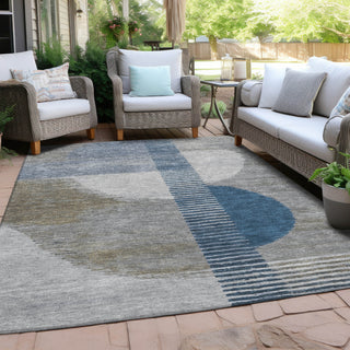 Piper Looms Chantille Geometric ACN2001 Denim Machine Washable Area Rug Outdoor Lifestyle Image Feature