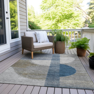 Piper Looms Chantille Geometric ACN2001 Denim Machine Washable Area Rug Outdoor Lifestyle Image Feature