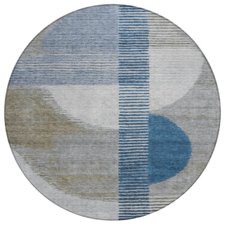 Piper Looms Chantille Geometric ACN2001 Denim Machine Washable Area Rug Round Main Image