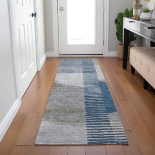 Piper Looms Chantille Geometric ACN2001 Denim Machine Washable Area Rug Runner Lifestyle Image Feature