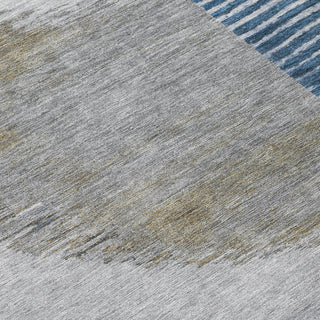 Piper Looms Chantille Geometric ACN2001 Denim Machine Washable Area Rug Swatch Image