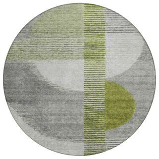 Piper Looms Chantille Geometric ACN2001 Olive Machine Washable Area Rug Round Main Image