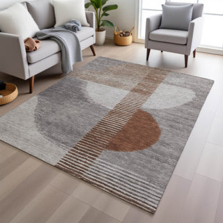 Piper Looms Chantille Geometric ACN2001 Taupe Machine Washable Area Rug Lifestyle Image Feature