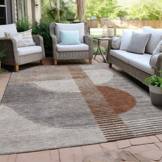 Piper Looms Chantille Geometric ACN2001 Taupe Machine Washable Area Rug Outdoor Lifestyle Image Feature