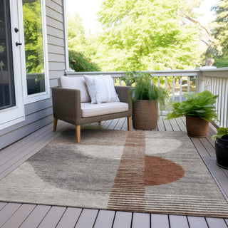 Piper Looms Chantille Geometric ACN2001 Taupe Machine Washable Area Rug Outdoor Lifestyle Image Feature