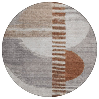 Piper Looms Chantille Geometric ACN2001 Taupe Machine Washable Area Rug Round Main Image