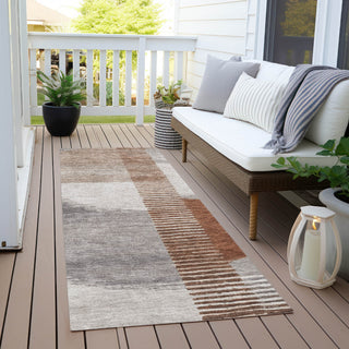 Piper Looms Chantille Geometric ACN2001 Taupe Machine Washable Area Rug Runner Outdoor Lifestyle Image Feature