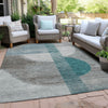 Piper Looms Chantille Geometric ACN2001 Teal Machine Washable Area Rug Outdoor Lifestyle Image Feature
