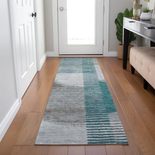 Piper Looms Chantille Geometric ACN2001 Teal Machine Washable Area Rug Runner Lifestyle Image Feature