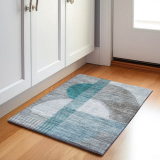 Piper Looms Chantille Geometric ACN2001 Teal Machine Washable Area Rug Scatter Lifestyle Image Feature