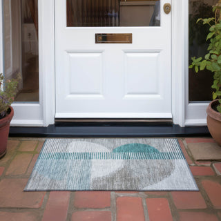 Piper Looms Chantille Geometric ACN2001 Teal Machine Washable Area Rug Scatter Outdoor Lifestyle Image Feature
