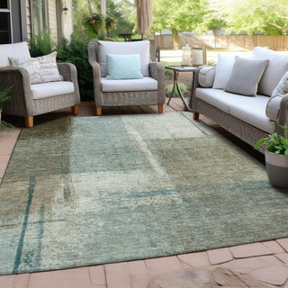 Piper Looms Chantille Abstract ACN2002 Seafoam Machine Washable Area Rug Outdoor Lifestyle Image Feature
