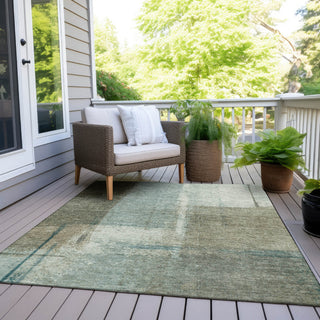 Piper Looms Chantille Abstract ACN2002 Seafoam Machine Washable Area Rug Outdoor Lifestyle Image Feature