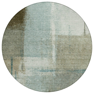 Piper Looms Chantille Abstract ACN2002 Seafoam Machine Washable Area Rug Round Main Image