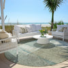 Piper Looms Chantille Abstract ACN2002 Seafoam Machine Washable Area Rug Round Outdoor Lifestyle Image Feature