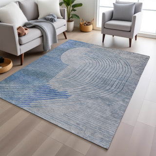 Piper Looms Chantille Geometric ACN2003 Blue Machine Washable Area Rug Lifestyle Image Feature